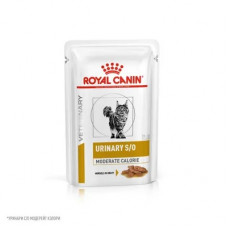 ROYAL CANIN Vet Diet Urinary S/O Moderate Calorie при МКБ и лишнем весе, в соусе пауч 85г ROYAL CANIN Vet Diet Urinary S/O Moderate Calorie при МКБ и лишнем весе, в соусе пауч 85г