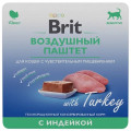 BRIT PREMIUM, Воздушный паштет для кошек с чувствительным пищеварением, Индейка, 100г...