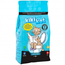 Бентонитовый наполнитель для кошачьего туалета "KikiKat" супер-белый комкующийся "Активированный уголь" 5 л. 