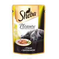 Консервы Sheba "Pleasure" для взрослых кошек, с уткой и цыпленком, 85 г