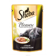 Консервы Sheba "Pleasure" для взрослых кошек, с уткой и цыпленком, 85 г