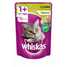 Корм для кошек Whiskas паштет с уткой конс. пауч 85г
