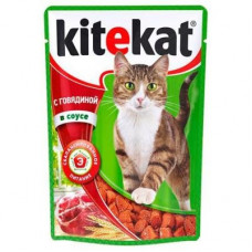 Корм для кошек Kitekat говяд в соусе конс. пауч 85г