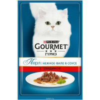 Консервы для кошек Gourmet "Perle", мини-филе с говядиной, 85 г