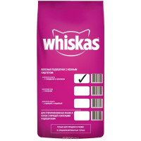 Корм сухой для кошек Whiskas "Вкусные подушечки", с нежным паштетом, с говядиной и кроликом, 5 кг