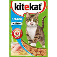 Консервы "Kitekat" для взрослых кошек, с рыбой в соусе, 85 г