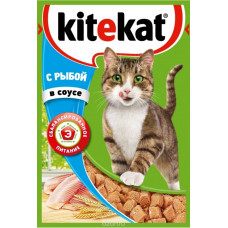 Консервы "Kitekat" для взрослых кошек, с рыбой в соусе, 85 г