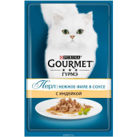 Консервы для кошек Gourmet "Perle", мини-филе с индейкой, 85 г...