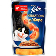 Корм для кошек FELIX (Феликс) Sensation Говядина, томат конс. 85г