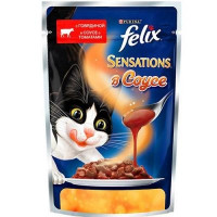 Корм для кошек FELIX Sensation в Удивительном соусе Говядина, томат конс. 85г