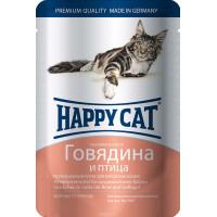 Консервы для кошек "Happy Cat", говядина и птица, 100 г