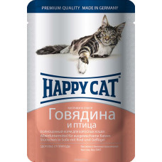 Консервы для кошек "Happy Cat", говядина и птица, 100 г