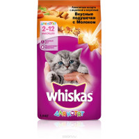 Корм сухой для котят Whiskas "Вкусные подушечки", с молоком, с индейкой и морковью, 1,9 кг