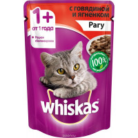 Консервы для кошек от 1 года "Whiskas", рагу с говядиной и ягненком, 85 г