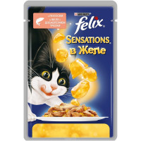 Консервы для кошек Felix "Sensations", с лососем и треской в желе, 85 г
