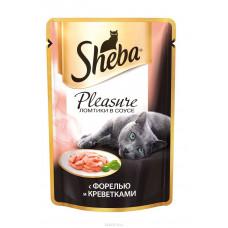 Консервы Sheba "Pleasure" для взрослых кошек, с форелью и креветками, 85 г
