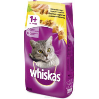 Корм сухой для кошек Whiskas "Вкусные подушечки", с нежным паштетом, с курицей и индейкой, 1,9 кг