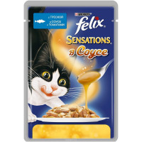 Консервы для кошек Felix "Sensations", с треской в соусе с томатами, 85 г