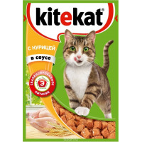 Консервы "Kitekat" для взрослых кошек, с курицей в соусе, 85 г. 41374
