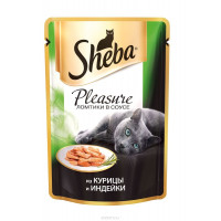 Консервы для кошек Sheba "Pleasure", с курицей и индейкой, 85 г...