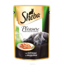 Консервы для кошек Sheba "Pleasure", с курицей и индейкой, 85 г