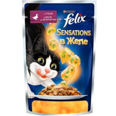 Корм для кошек FELIX (Феликс) Sensation Утка, шпинат конс. 85г