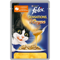 Консервы для кошек Felix "Sensations", с индейкой в соусе со вкусом бекона, 85 г