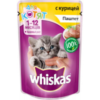 Консервы для котят "Whiskas", паштет с курицей, 85 г