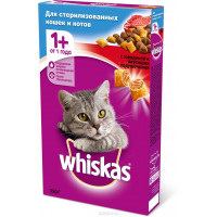 Сухой корм для стерилизованных кошек Whiskas с говядиной 350 г...