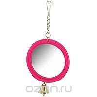 Игрушка для птиц "Зеркало с колокольчиком", цвет: розовый Triol...