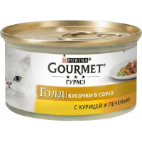Консервы для кошек Gourmet "Gold", с курицей и печенью, 85 г...