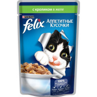 Консервы для кошек Felix "Аппетитные кусочки", с кроликом в желе, 85 г...