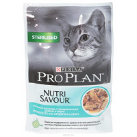 Консервы Pro Plan "Nutri Savour", для взрослых стерилизованных кошек и кастрированных котов, с океанической рыбой, 85 гр