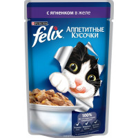 Консервы для кошек Felix "Аппетитные кусочки", с ягненком в желе, 85 г...