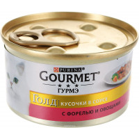Консервы для кошек Gourmet "Gold", с форелью и овощами, 85 г...