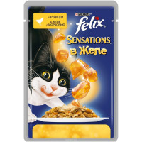Консервы для кошек Felix "Sensations", с курицей в желе с морковью, 85 г