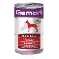 Консервы Gemon Dog Maxi для собак крупных пород кусочки говядины с рисом 1250 г
