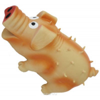Игрушка для собак №1 "Свинка", с пищалкой, цвет: оранжевый, 10 см