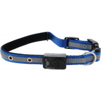 Ошейник для собак Каскад "Мигающий", со светоотражающей лентой, цвет: синий, ширина 15 мм, длина 30-40 см