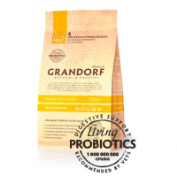 Grandorf Sterilized Prebiotic сухой низкозерновой корм для взрослых стерилизованных кошек с 4 видами мяса и бурым рисом 2 кг