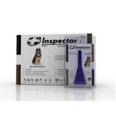 Капли для собак INSPECTOR от 25 до 40кг от внешних и внутренних паразитов 1 пипетка