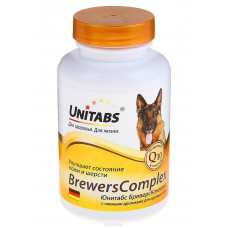 Кормовая добавка для крупных собак Unitabs "Brevers Complex", для кожи и шерсти, с пивными дрожжами, 100 шт