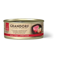 Grandorf tuna With Prawn In Broth влажный корм для кошек, филе тунца с креветками - 70 г...