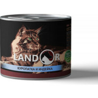 Консервы LANDOR куропатка и индейка для взрослых кошек 200г