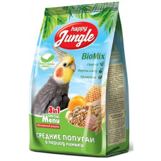 Корм для средних попугаев "Happy Jungle", в период линьки, 500 г