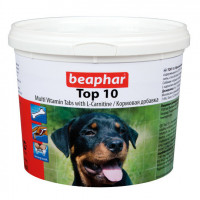 Кормовая добавка для собак Beaphar "Top 10" с L-карнитином, 750 таблеток, цвет белый, размер 120x120x100 мм...