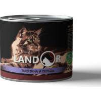 Консервы LANDOR телятина и сельдь для пожилых кошек 200г
