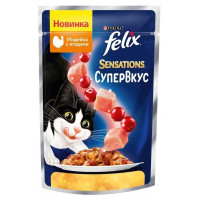 Влажный корм для кошек Felix Sensations "Супер вкус", индейка с ягодами, 75 г...