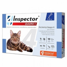 Экопром "Инспектор Quadro" капли от внешних и внутренних паразитов для кошек весом от 1 до 4кг(1 пипетка)