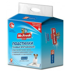 Подстилки гелевые для собак и кошек Mr.Fresh "Expert Regular", с липкими фиксаторами, 90х60 см (16 штук)